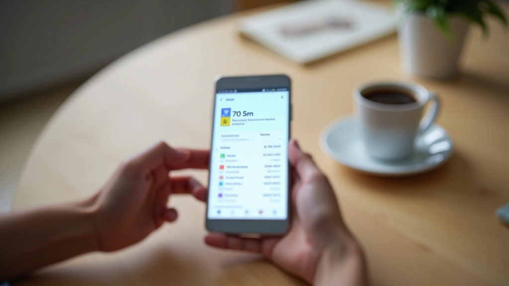 Application bancaire affichée sur écran de téléphone montrant les transactions et soldes