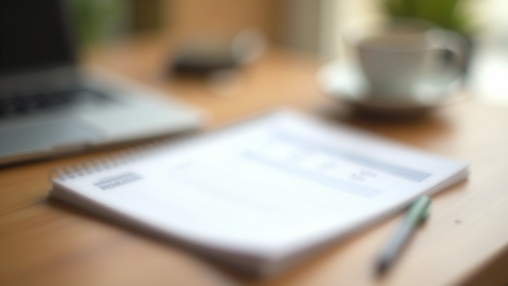 Cahier de budget ouvert sur un bureau avec stylo et calculatrice