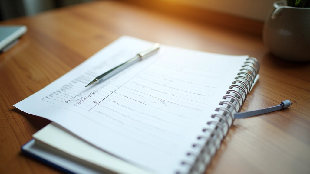 Cahier de budget ouvert avec calculs et graphiques