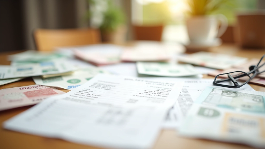 Reçus de courses et dépenses variables sur une table