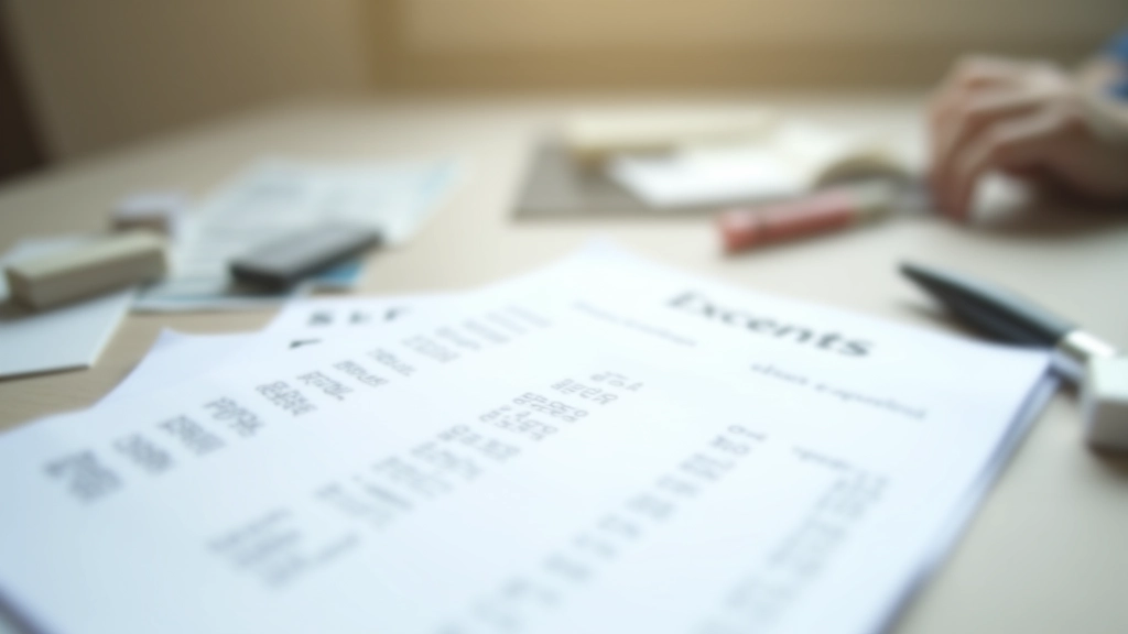 Reçus et liste de courses sur table