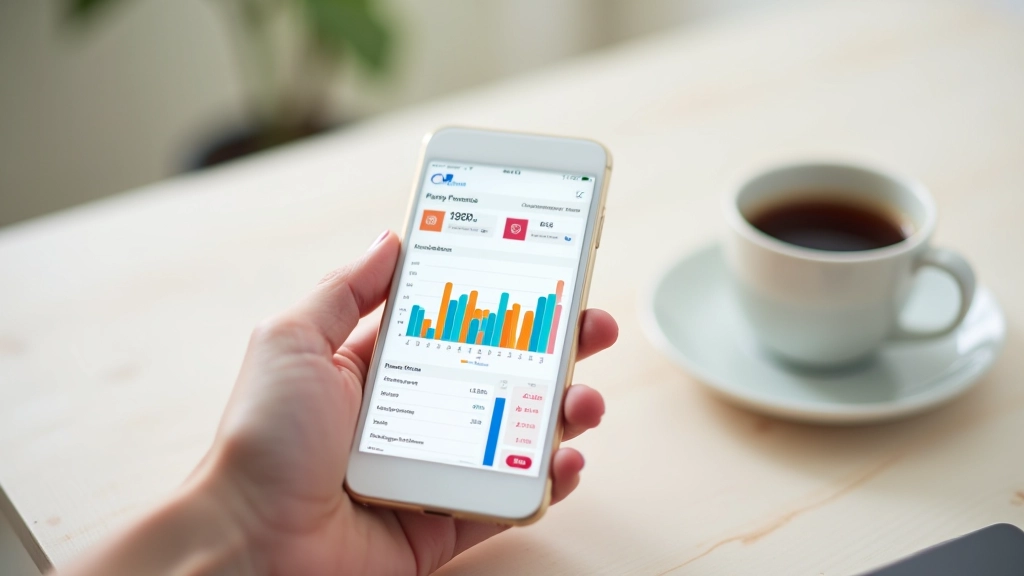 Écran mobile de Linxo montrant l'analyse des dépenses avec des graphiques en barres et des statistiques de budget