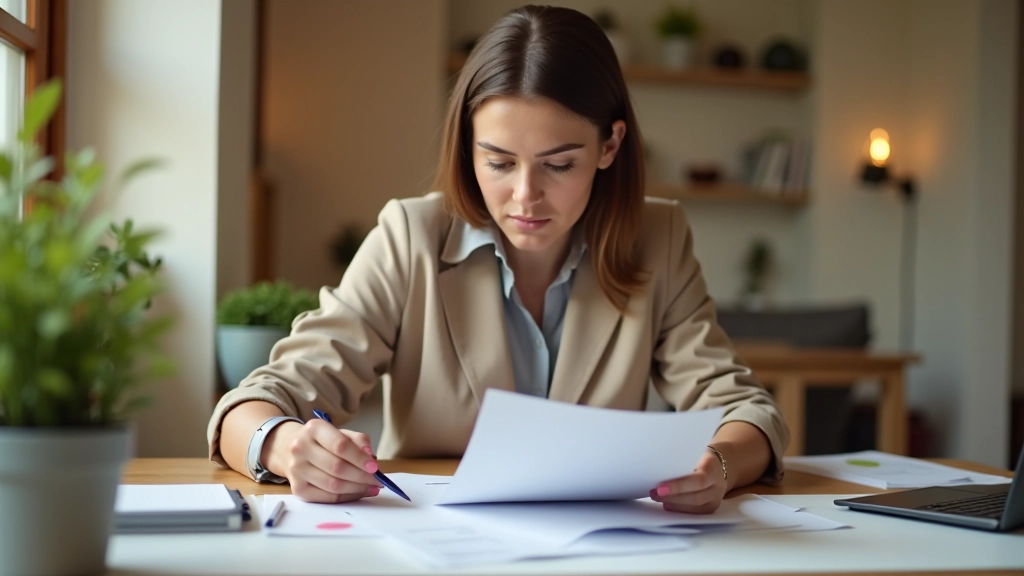 Femme travaillant sur son budget mensuel à domicile